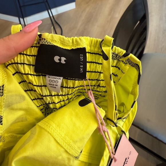 Lazy Oaf Butterfly Novelty Print Cut Out Midi Dress Neon Yellow Sz 2 Art to Wear - Picture 13 of 14